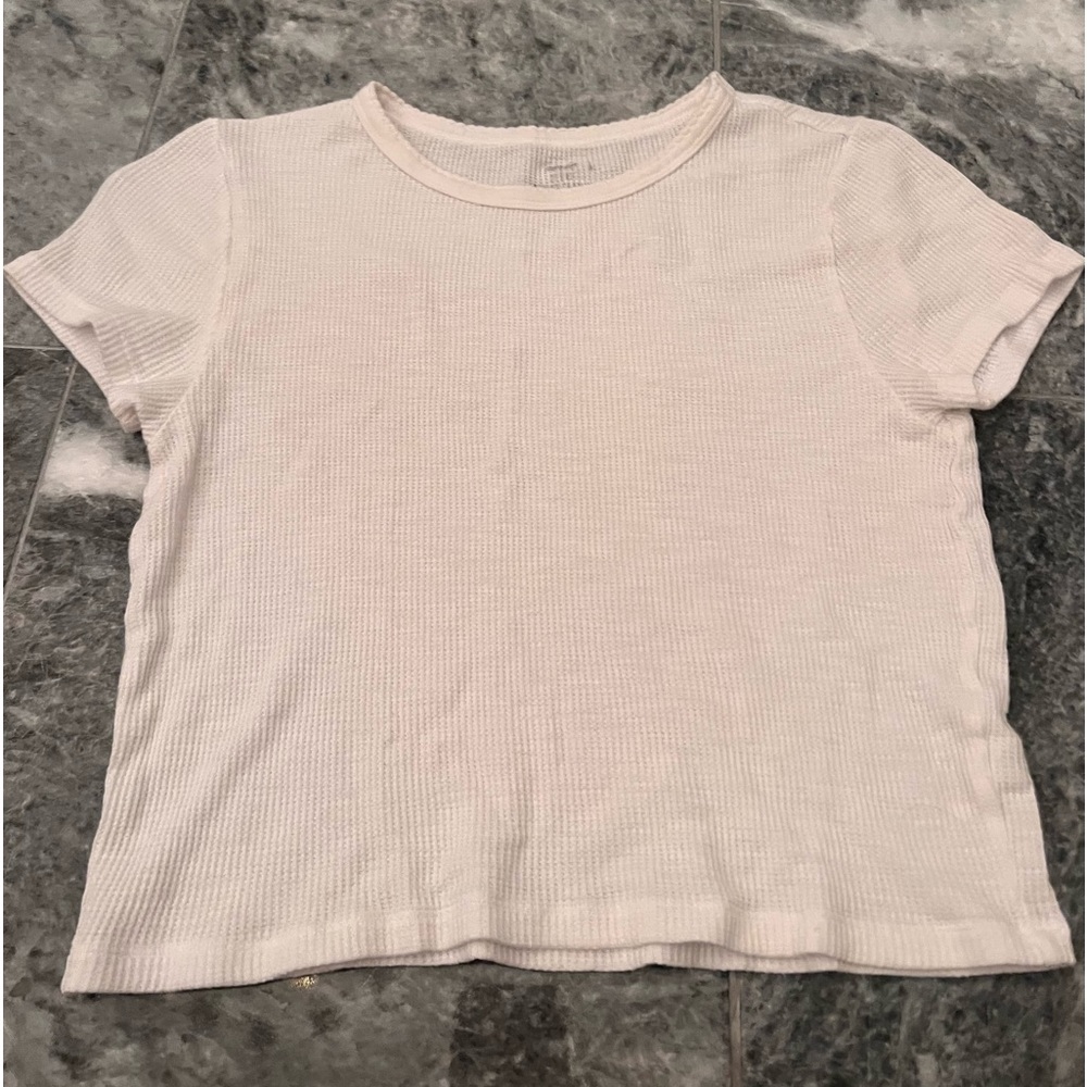 aerie - waffle knit white crop tee
